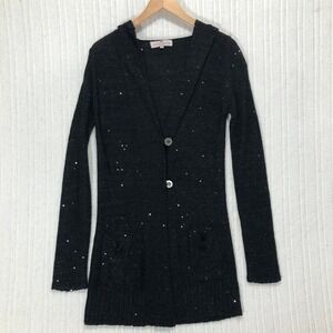 Muche et Muchette Hooded Cardigan Sequined Knit‎ Sweater One Size